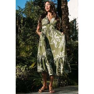 Baltic Born Rosa Midi Dress | Green Print Size XL